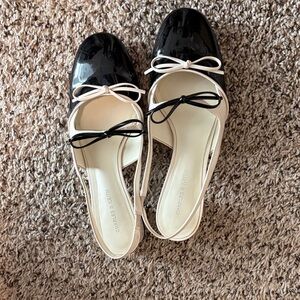 Charles & Keith Black and Cream Flats with Bow